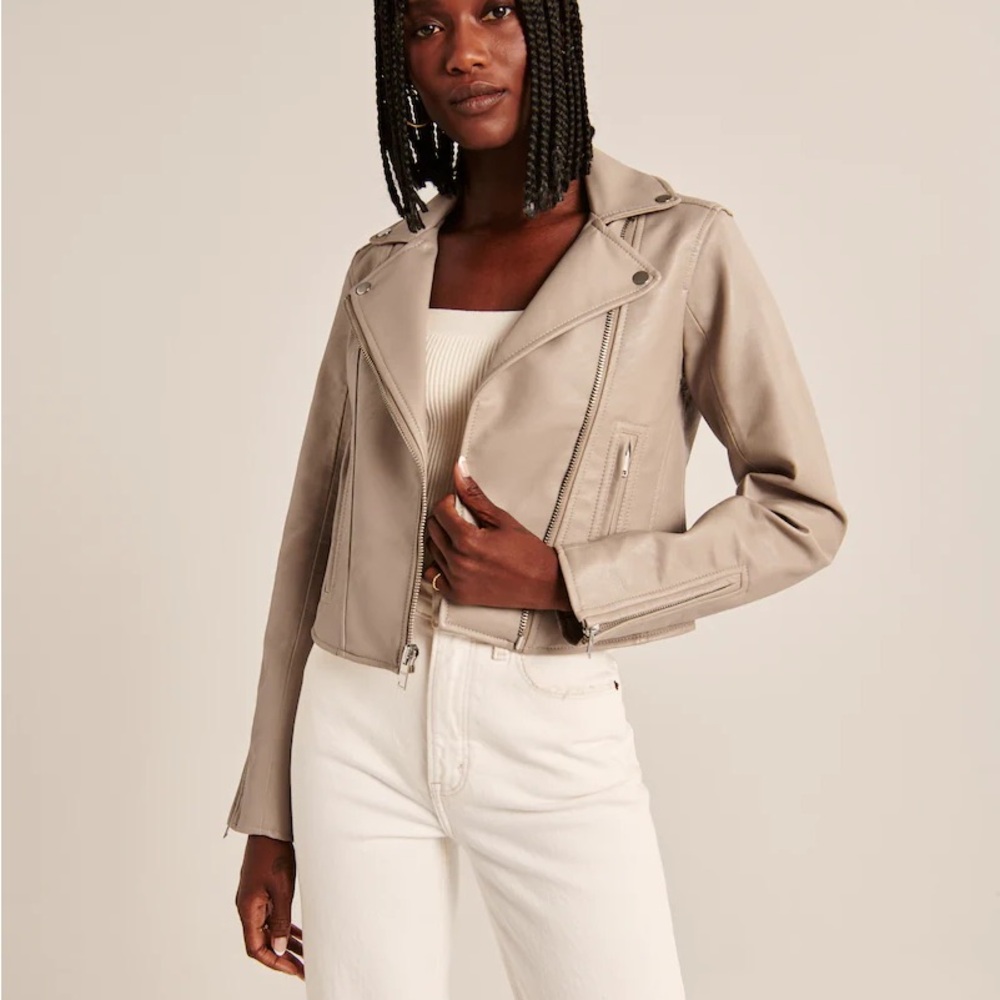 Abercrombie & Fitch Women's Beige Leather Jacket
